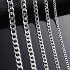 1 Piece Width 3mm-9.5mm Curb Cuban Link Chain Necklace for Men Women Basic Punk Stainless Steel Chain Chokers