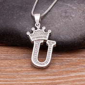 Crown Initial Letter Pendant — Stainless Steel CZ