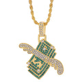 Flying Money Necklace Wings Cash Pendant Men's Jewelry Punk Hip Hop Rock Style Rap Dancer Handsome Guy Accessories Cool