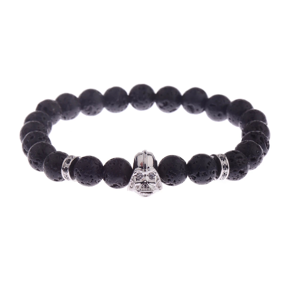 Charm Mens CZ Beaded Bracelets 8mm Bright Black Lava Stone Bracelets Homme Black Matte Bracelets For Women Dropshipping