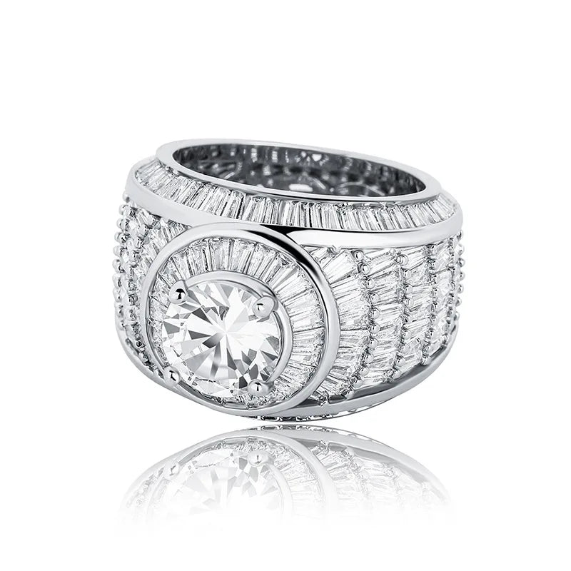 Hip Hop Micro Paved AAA Cubic Zirconia Bling Ice Out Geometric Round Rings for Women Men Hiphop Rapper Jewelry Drop Shipping