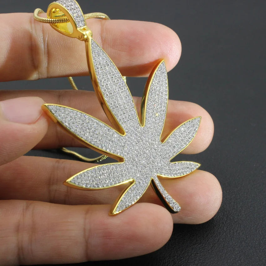 Iced Out Maple Leaf Pendant — 925 Silver