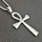 New Egypt Black Big Ankh Cross Pendant Necklace For Women Men Silver Plated Key of Life Stainless Steel Egyptian Jewelry