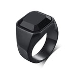 Vnox Stylish Signet Rings for Men, Male Pinky Ring with Black Square CZ Stone,Gold Color Stainless Steel Metal Jewelry