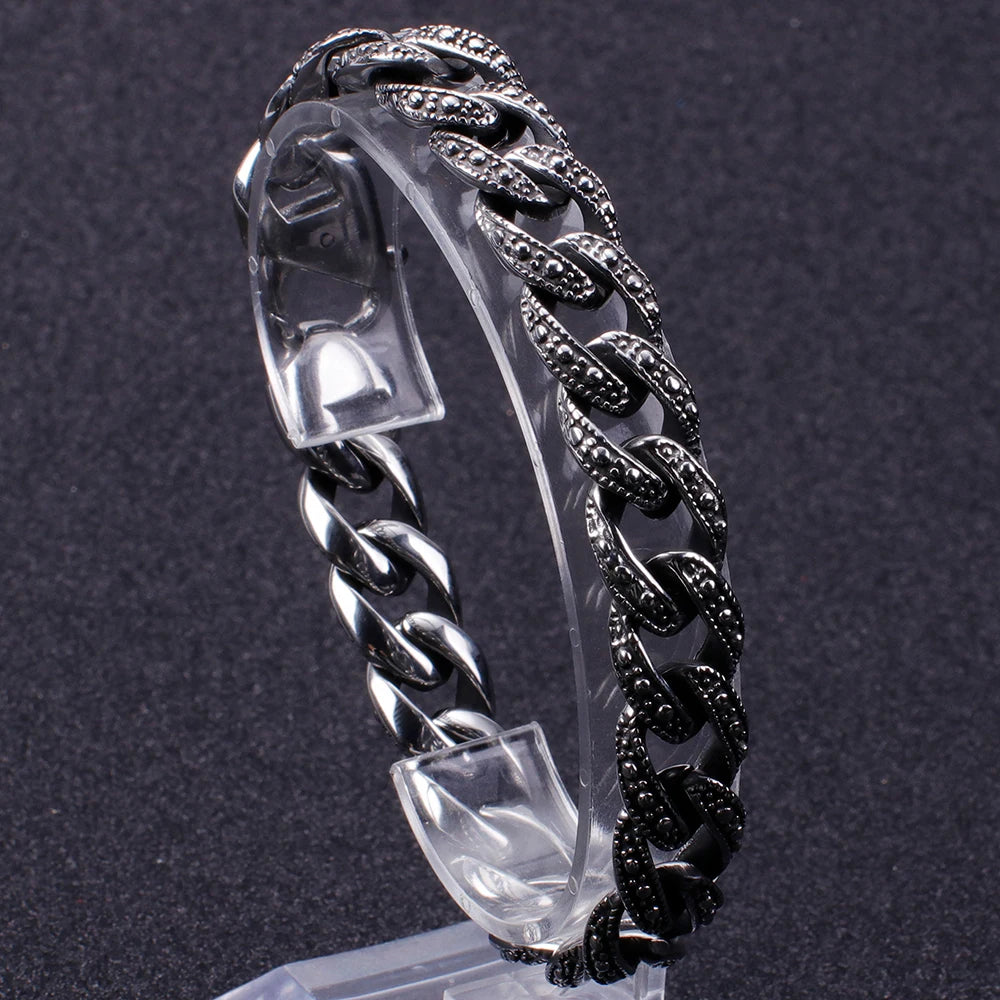 12MM 316L Stainless Steel Cuban Chain Bracelet Man Vintage Men's Bracelets Male Viking Jewelry Armband Boyfriend