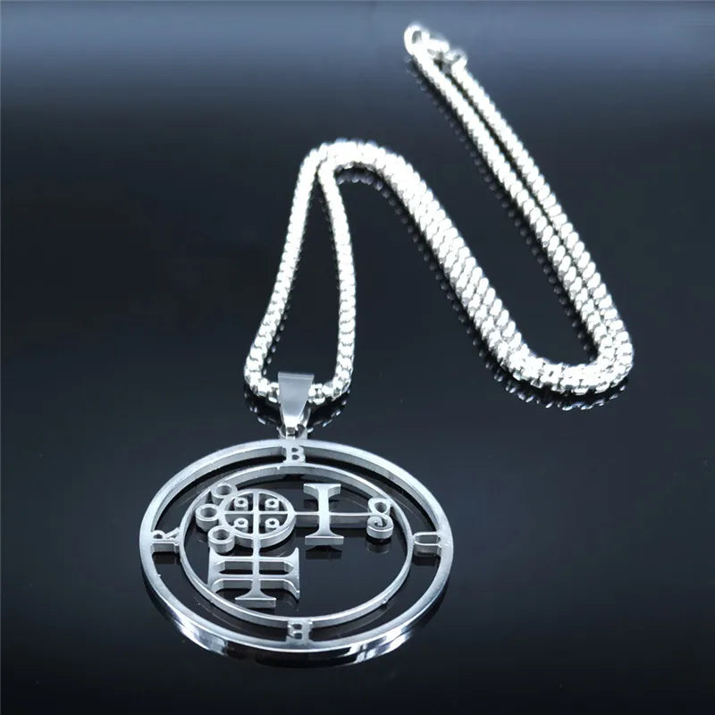 Demon Seal Silver Pendant Necklace — Stainless Steel
