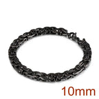6/8/10mm Width Punk Byzantine Chain Bracelet for Men Gold Black Silver Color Stainless Steel Mens Heavy Bracelets Jewelry
