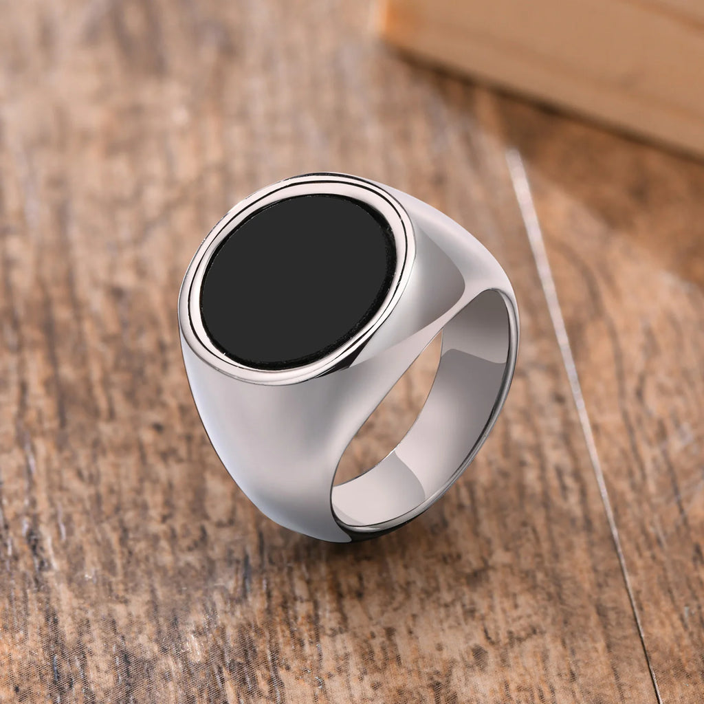 Vnox Stylish Signet Rings for Men, Male Pinky Ring with Black Square CZ Stone,Gold Color Stainless Steel Metal Jewelry