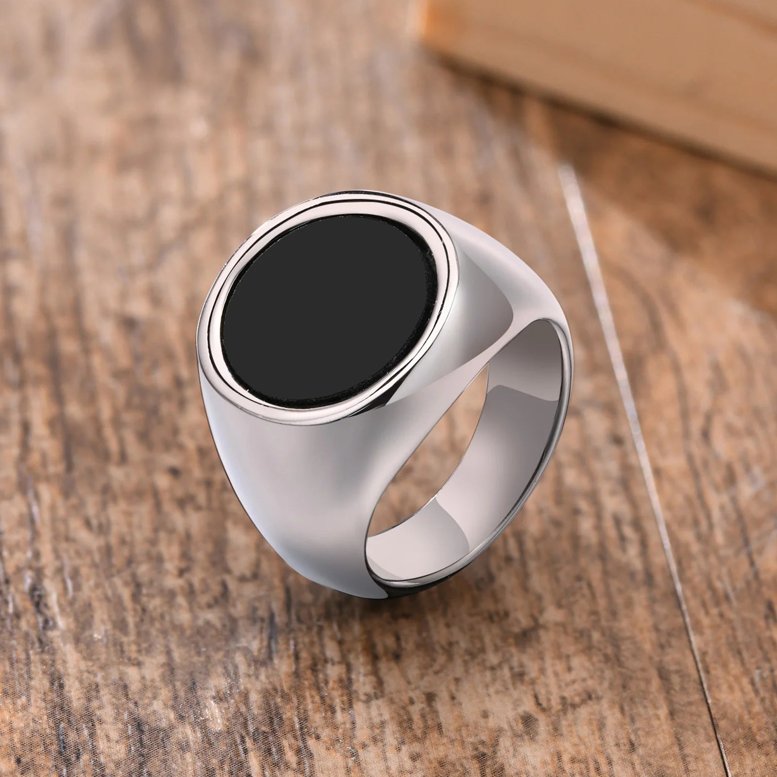 Vnox Stylish Signet Rings for Men, Male Pinky Ring with Black Square CZ Stone,Gold Color Stainless Steel Metal Jewelry