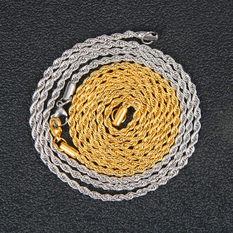 Wholesale Price 3MM Stainless Steel Plated Rose Gold Chain Necklace Fashion Jewelry For Men and Women Black Color Link Necklace