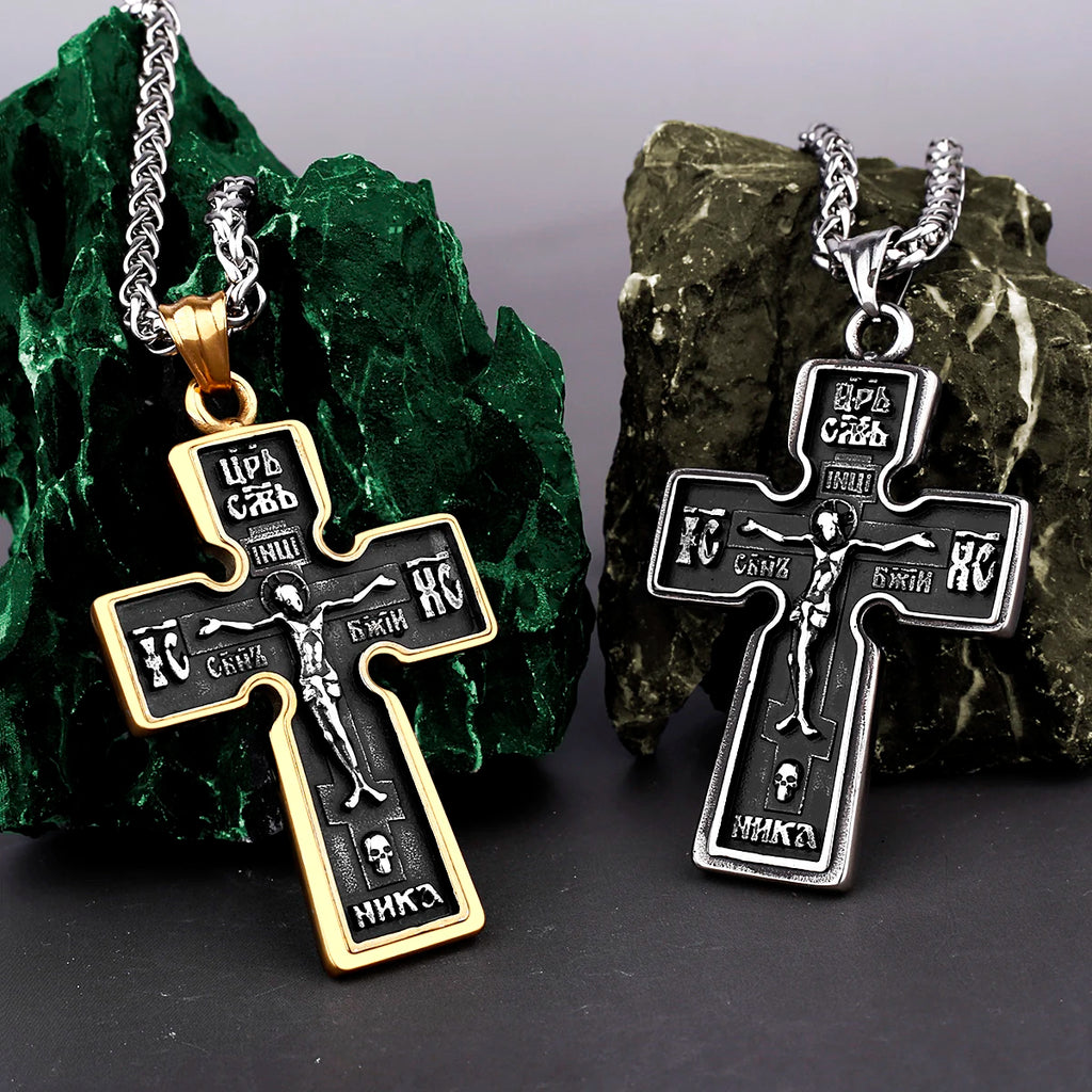 Jesus Christ Cross Pendant Necklace — 316L Stainless Steel