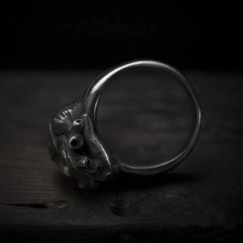 Stainless Steel Unique New Vintage Heart Ring Biker Punk Rock Gothic Punk Santa Muerte Jewelry Ring Party Wholesale