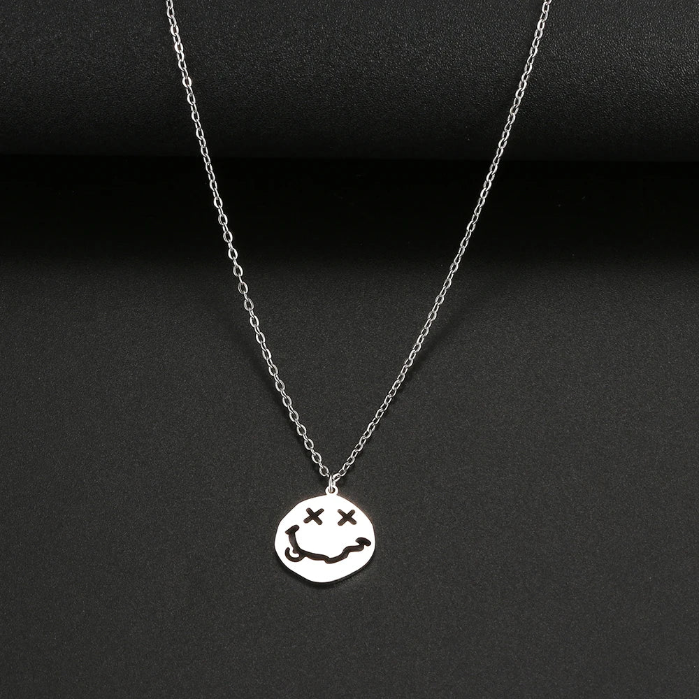 Face Pendant Necklace — Stainless Steel