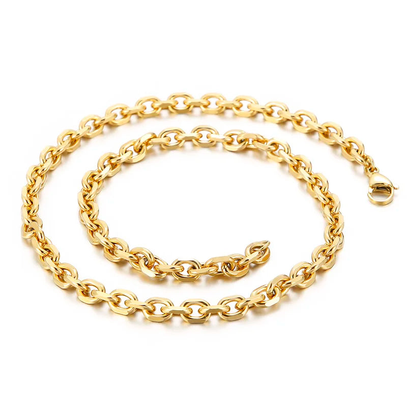 Kalen Gold/Silver Color O-Chain Geometric Stitching Necklace Men's Stainless Steel Jewelry Wholesale