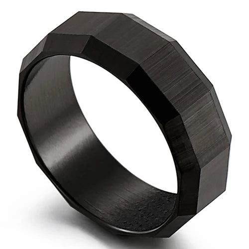 Vintage Stainless Steel Men's Finger-Rings Black Shell Ring For Men Boys Male Mens Jewellery 2022 Items