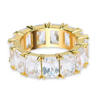 TOPGRILLZ 1 Row Solitaire Tennis Men's Ring Copper Charm Baguette Cubic Zircon Iced Ring Fashion Hip Hop Jewelry For Gifts