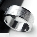 English Titanium Steel Christian Cross Bible Ring for Men and Women Personalized Ring Customize Ring Engraved Ring