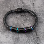 Punk Threaded Button Metal Weaving Bracelet for Men Women Stainless Steel Twining Classic Style Charm Black High Quality