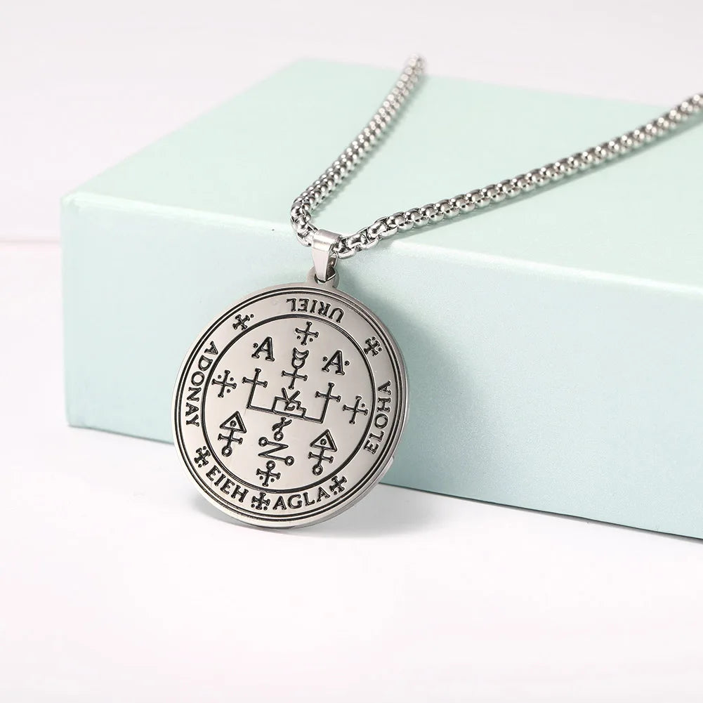 COOLTIME Supernatural Amulet Men Pendant Necklace Stainless Steel Archangel Michael Raphael Uriel Gabrie Angel Talisman