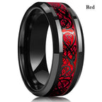 Fashion 8mm Stainless Steel Celtic Dragon Rings For Men Inlay Purple Carbon Fiber Rings Wedding Band Jewelry Birthday Gifts