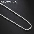 BAYTTLING New 16/18/20/22/24 Inch 925 Sterling Silver 2MM Twisted Rope Chain Necklace For Woman Man Fashion Wedding