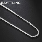 BAYTTLING New 16/18/20/22/24 Inch 925 Sterling Silver 2MM Twisted Rope Chain Necklace For Woman Man Fashion Wedding