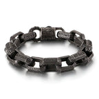 Fongten Vintage Square Bracelet For Men Stainless Steel Totem Viking Charm Heavy Bracelets Bangle Male Jewelry Pulsera
