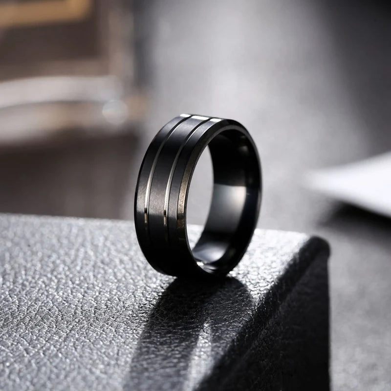 Men's Black Tungsten Ring 6mm Width