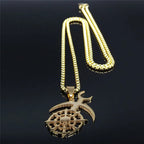Gold Statement Long Pendant Necklace — Stainless Steel