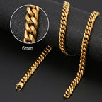 8mm 6mm Classic Cuban Chain Stainless Steel Necklace For Men's Women Chains Around The Neck Gold Silver Color Necklace Gift