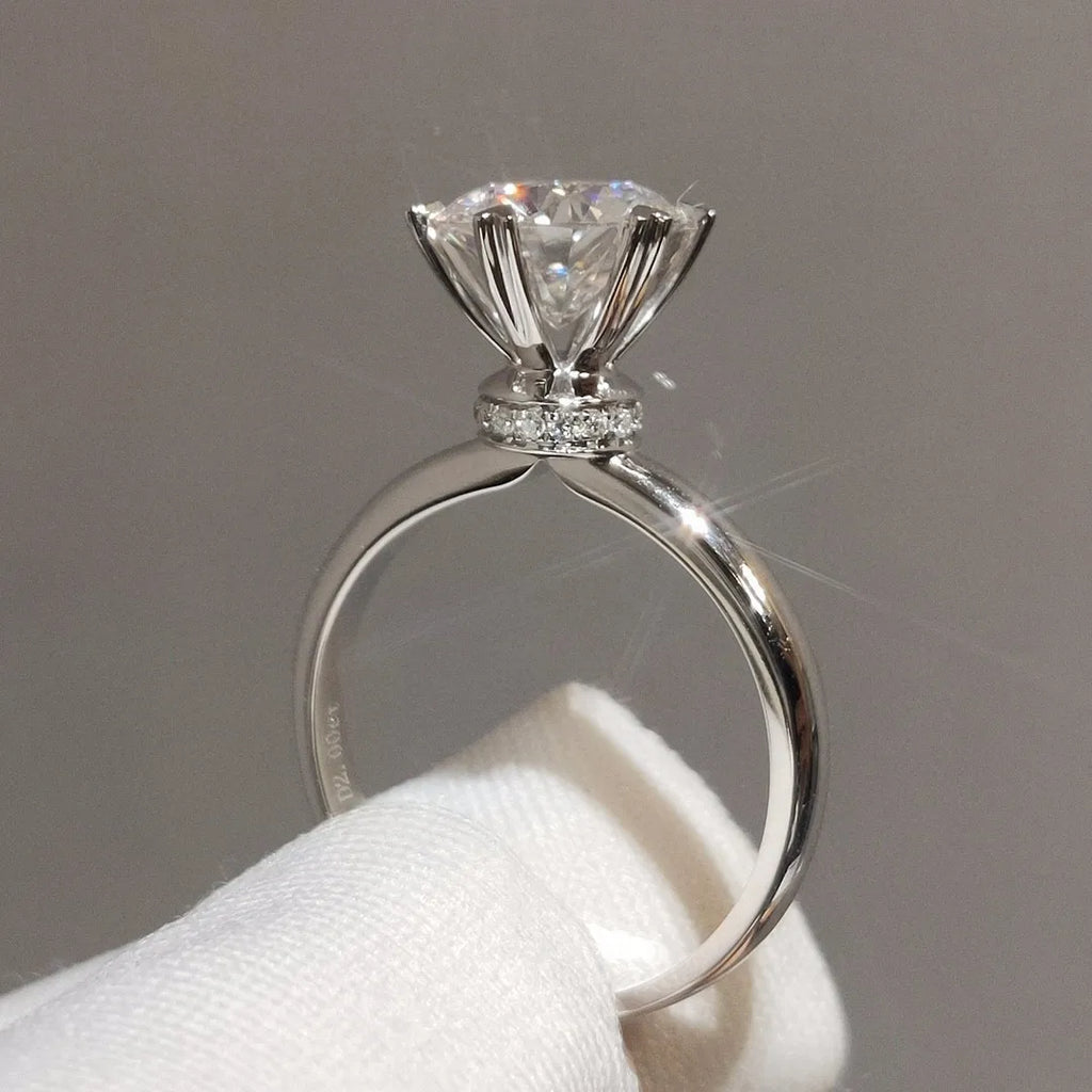 2 Carat White Natural Moissanite Gemstone Bizuteria Real S925 Sterling Silver Color Ring for Women Silver 925 Jewelry Females