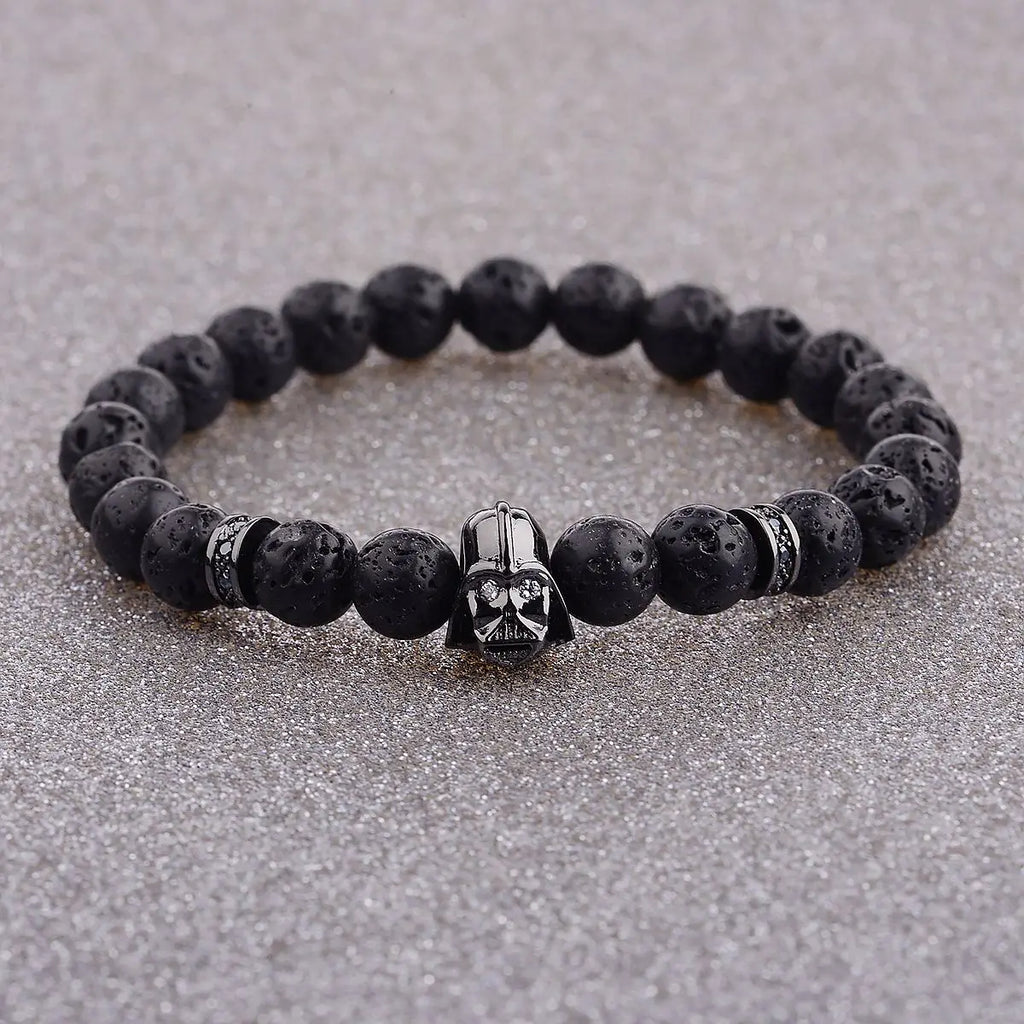 Charm Mens CZ Beaded Bracelets 8mm Bright Black Lava Stone Bracelets Homme Black Matte Bracelets For Women Dropshipping