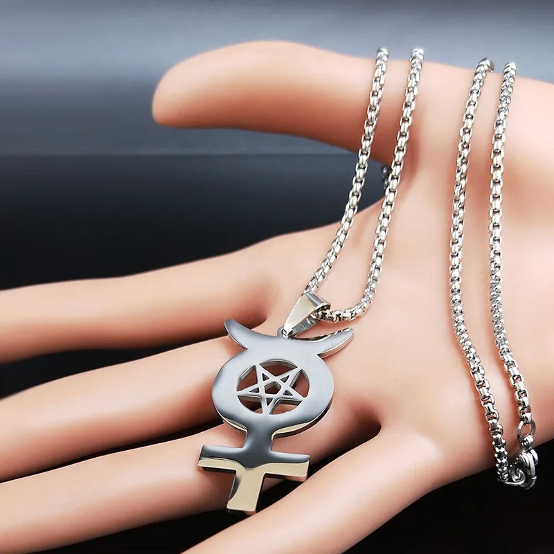 Star Steel Pendant Inverted Mercury Pentagram