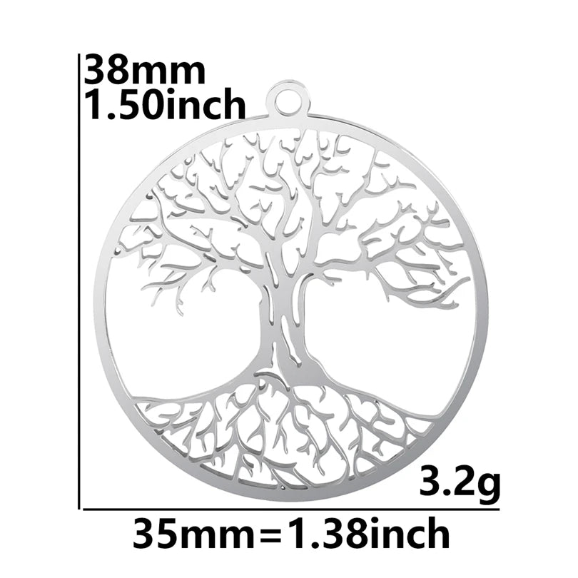Long Chain Around Neck Necklaces For Women Men Accessories Stainless Steel Pendant Necklace Tree Of Life Charm Male Jewelry Gift