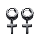 Cross Mini Huggie Hoop Earring — Stainless Steel