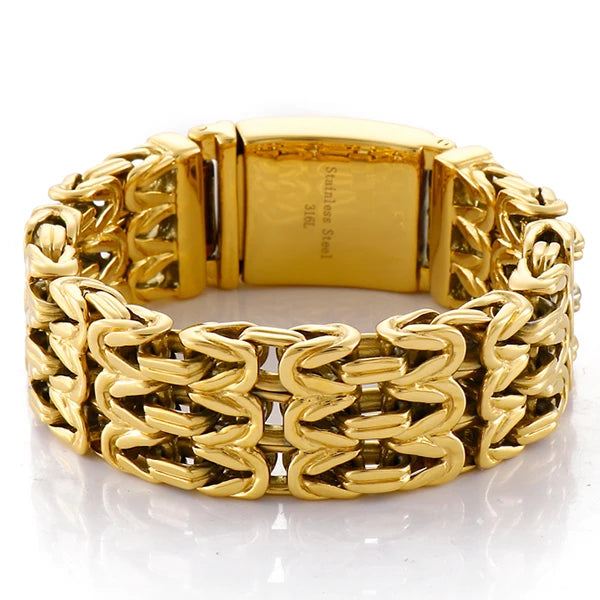 Waterproof Gold Color Bracelet for Man 316L Stainless Steel Double Row V Chain Men's Hand Wrist Bracelets Jewelry Gifts