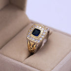Luxury 925 Ring for Men Natural 2 Carat Sapphire with Diamond Jewelry Anillos De Bizuteria Anillos Gemstone Rings Box