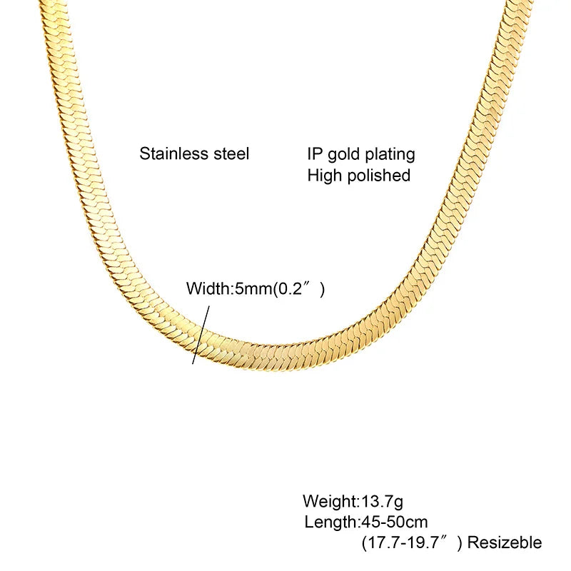 Gold Snake Chain Necklace — 38-60cm