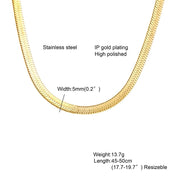 Gold Snake Chain Necklace — 38-60cm