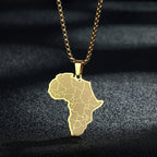 Kinitial Stainless Steel African Country Map Pendant Charm Necklace Jewelry Clavicle Chain Necklace for Women Party