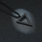 Black Triangle Pendant Necklace — Stainless