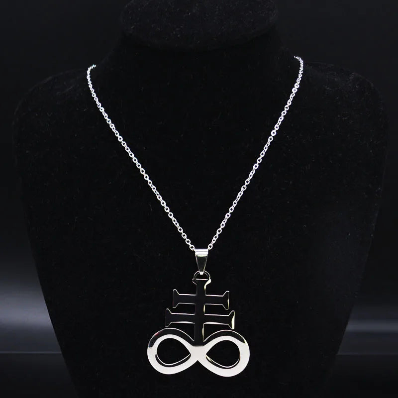 Cross Silver Pendant Satan Church Symbol Kolye