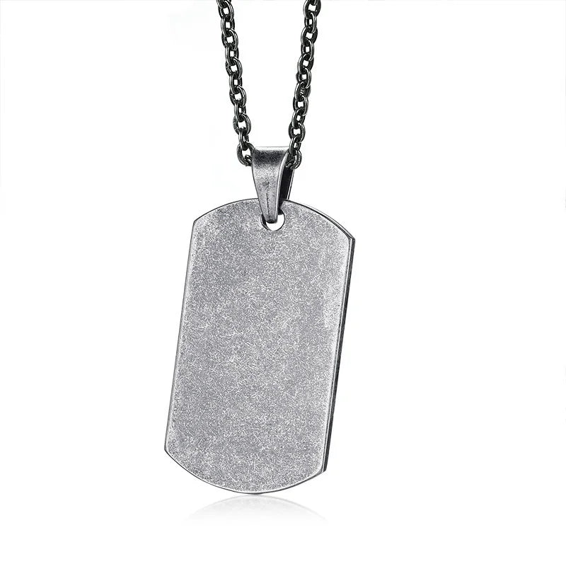 Dog Tag Pendant Necklace — Stainless Steel