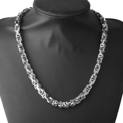 8/12/15MM Wide Fashion Mens Silver Color 316L Stainless Steel Box Chain Byzantine Necklace Price