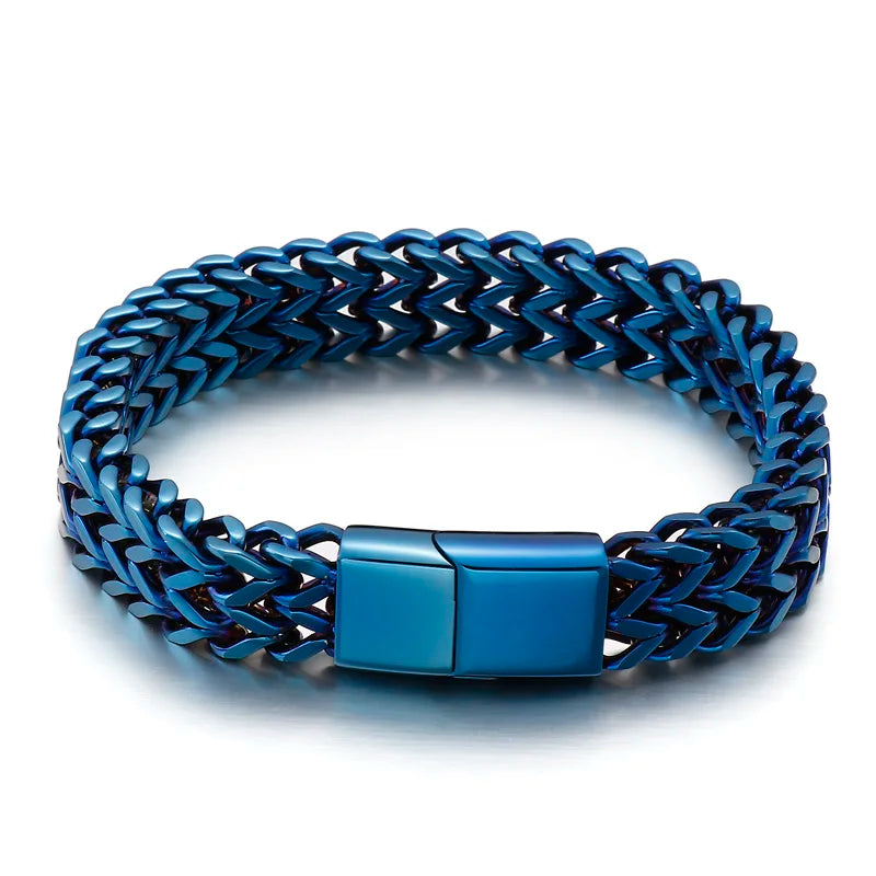 Men's 316L Stainless Steel Wrist Bracelet Man On Hand Chain Bracelets For Men Logo & Name & Date Engraved Male Jewelry