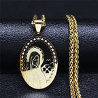 Double Layer Stainless Steel Virgin Mary Medal Pendant Necklace Women/Men Gold Color Long Chain Necklaces Jewelry