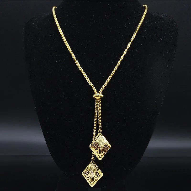 Bee Gold Statement Long Necklace — Stainless Steel