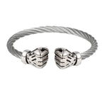 Fist Open Cuff Bangle Elastic Bracelet for Men — Two-Tone