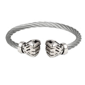 Fist Open Cuff Bangle Elastic Bracelet for Men — Two-Tone
