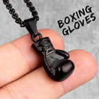 Fitness Gym Bodybuilding Boxing Gloves Stainless Steel Men Necklaces Pendants Chain for Boyfriend Male Jewelry Gift